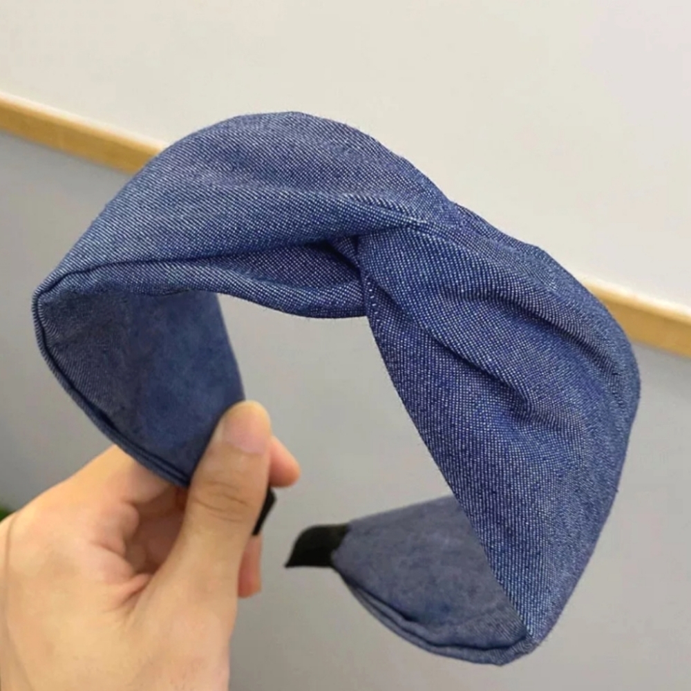 Jeanie Twist Denim Headband - Dark